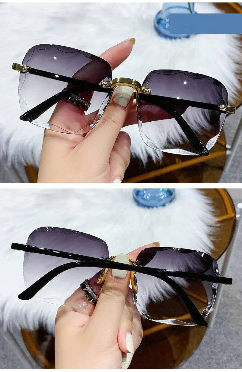 Square Rimless Sunglasses | Gradient UV Protection Fashion Shades