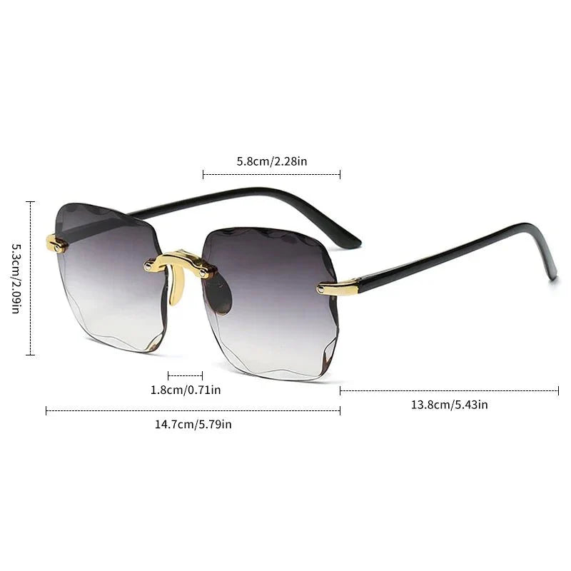 Square Rimless Sunglasses | Gradient UV Protection Fashion Shades