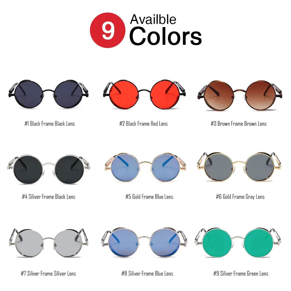 Steampunk Round Sunglasses | Vintage Gothic UV Protection Shades