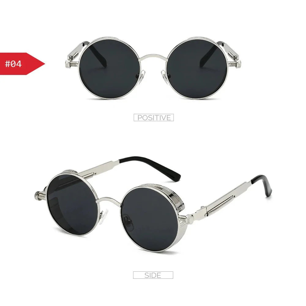 Steampunk Round Sunglasses | Vintage Gothic UV Protection Shades