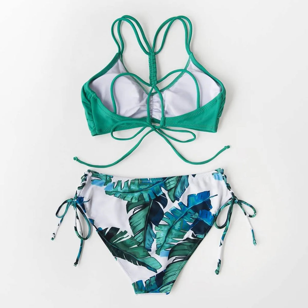Lace-Up Strappy Bikini Set