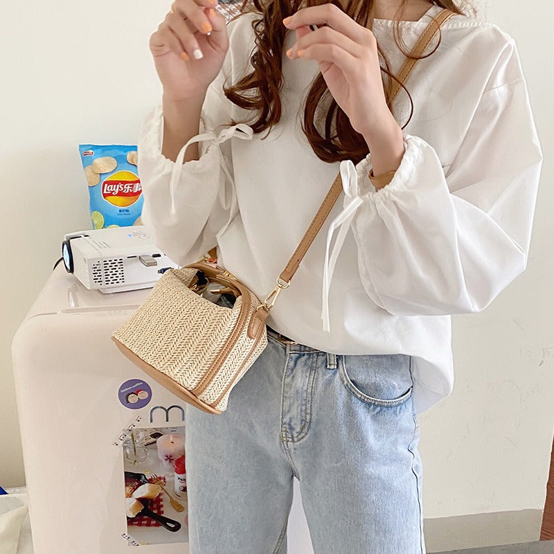 Straw woven small bag casual women's bag hand-held shoulder crossbody bag