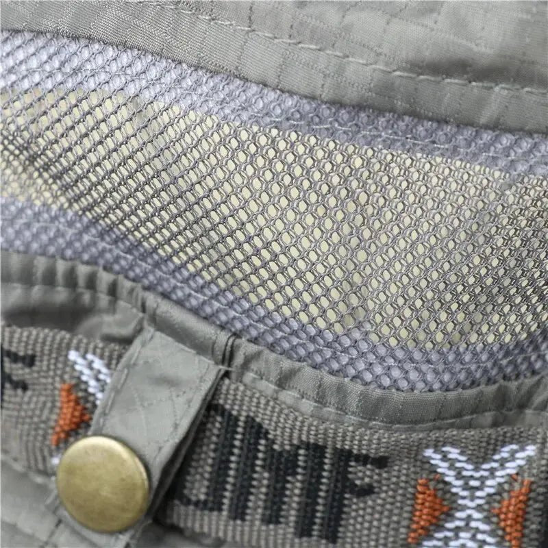 Summer Men Bucket Hat Outdoor UV Protection Wide Brim Panama Safari