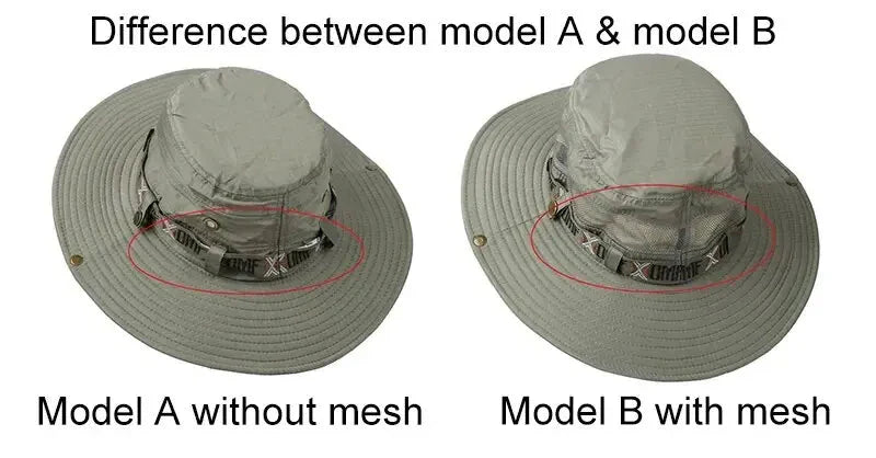 Summer Men Bucket Hat Outdoor UV Protection Wide Brim Panama Safari