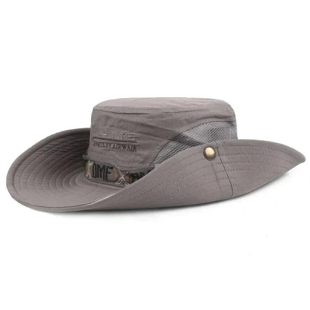 Summer Men Bucket Hat Outdoor UV Protection Wide Brim Panama Safari