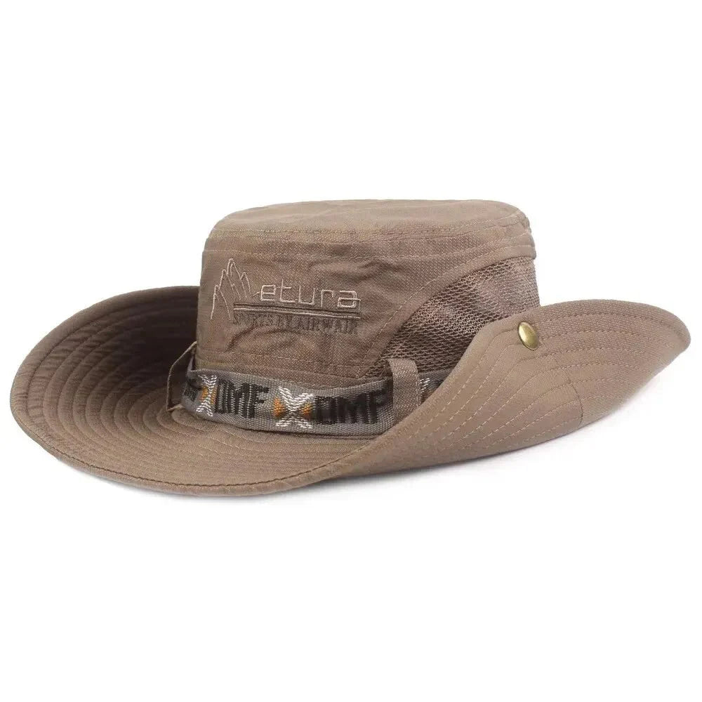 Summer Men Bucket Hat Outdoor UV Protection Wide Brim Panama Safari