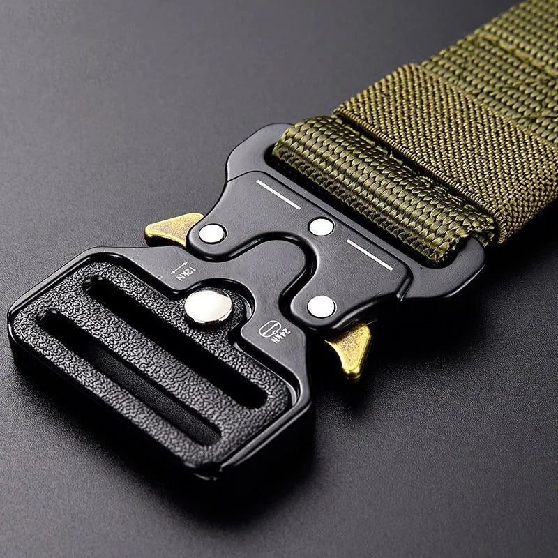 Tactical Quick-Release Military Nylon Belt – Adjustable Canvas Webbing