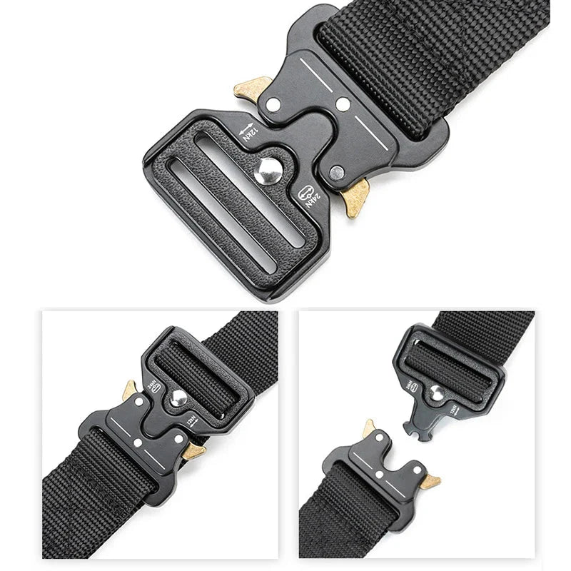 Tactical Quick-Release Military Nylon Belt – Adjustable Canvas Webbing