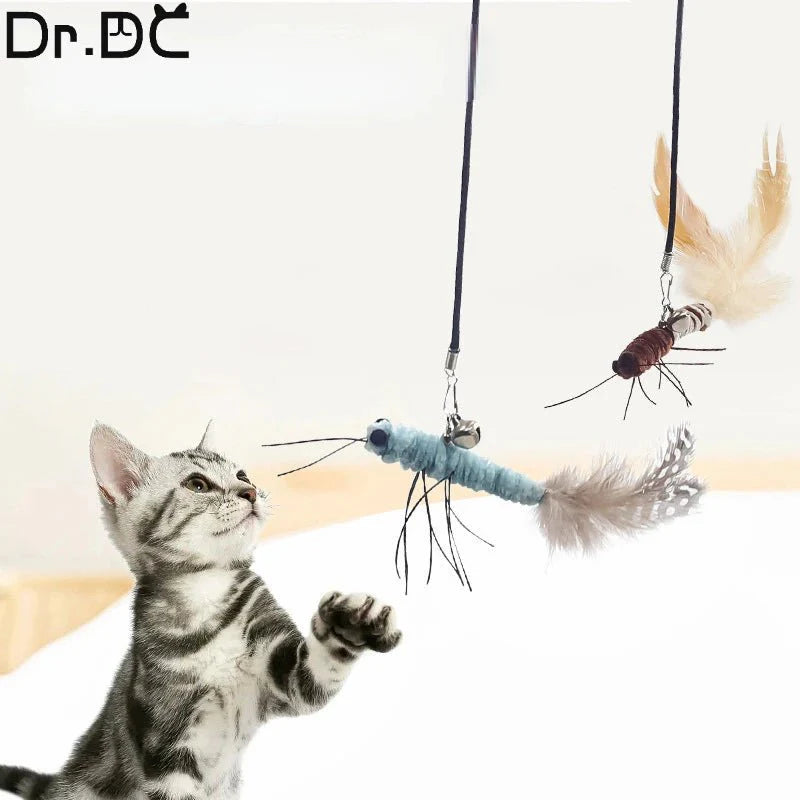 Teasing Cat Toy – Dragonfly Feather Wand with Optional Stick