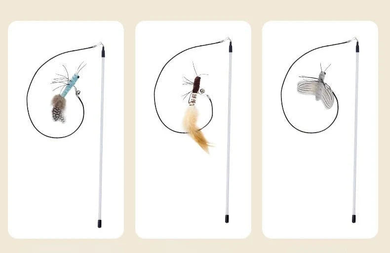 Teasing Cat Toy – Dragonfly Feather Wand with Optional Stick