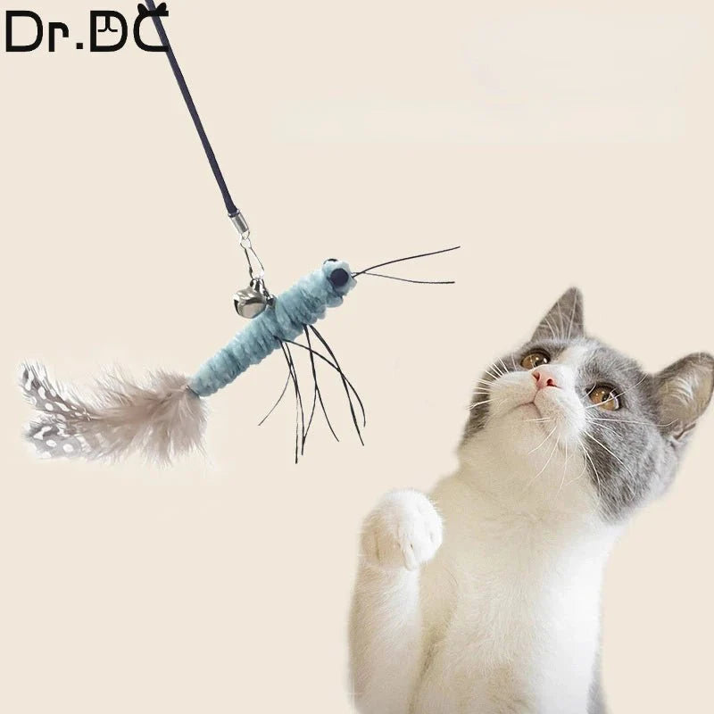 Teasing Cat Toy – Dragonfly Feather Wand with Optional Stick