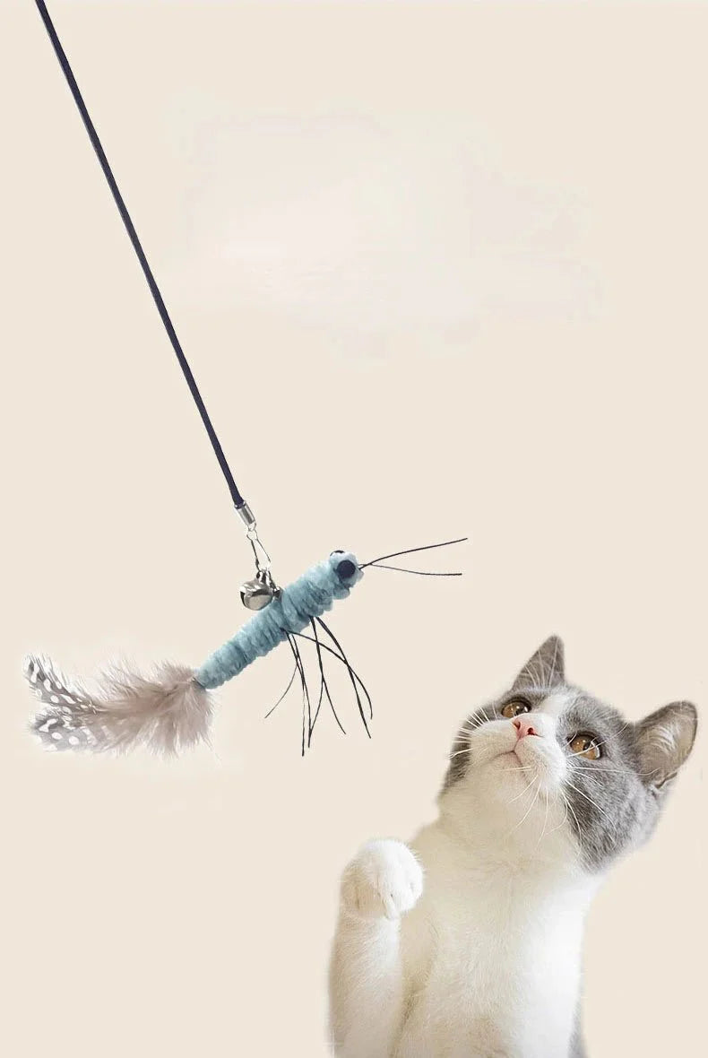 Teasing Cat Toy – Dragonfly Feather Wand with Optional Stick