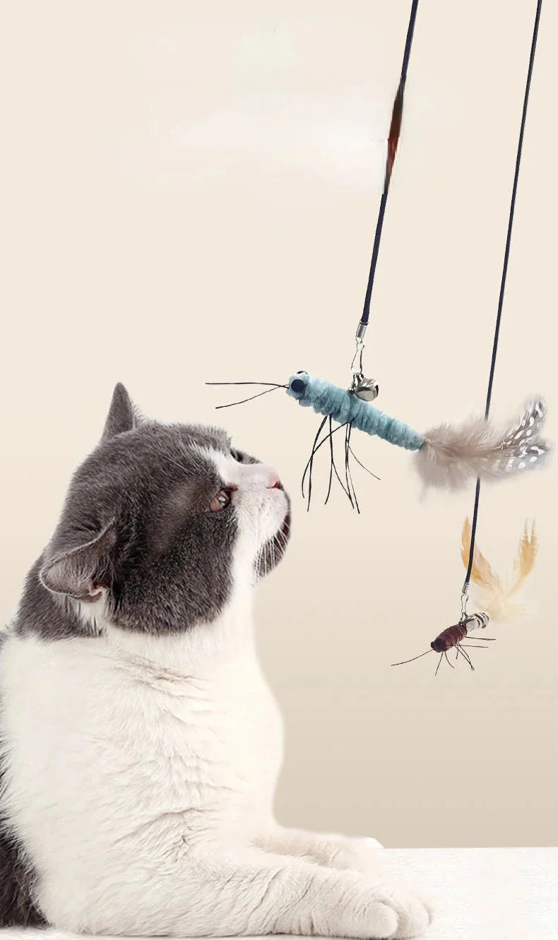 Teasing Cat Toy – Dragonfly Feather Wand with Optional Stick