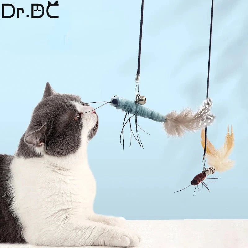 Teasing Cat Toy – Dragonfly Feather Wand with Optional Stick