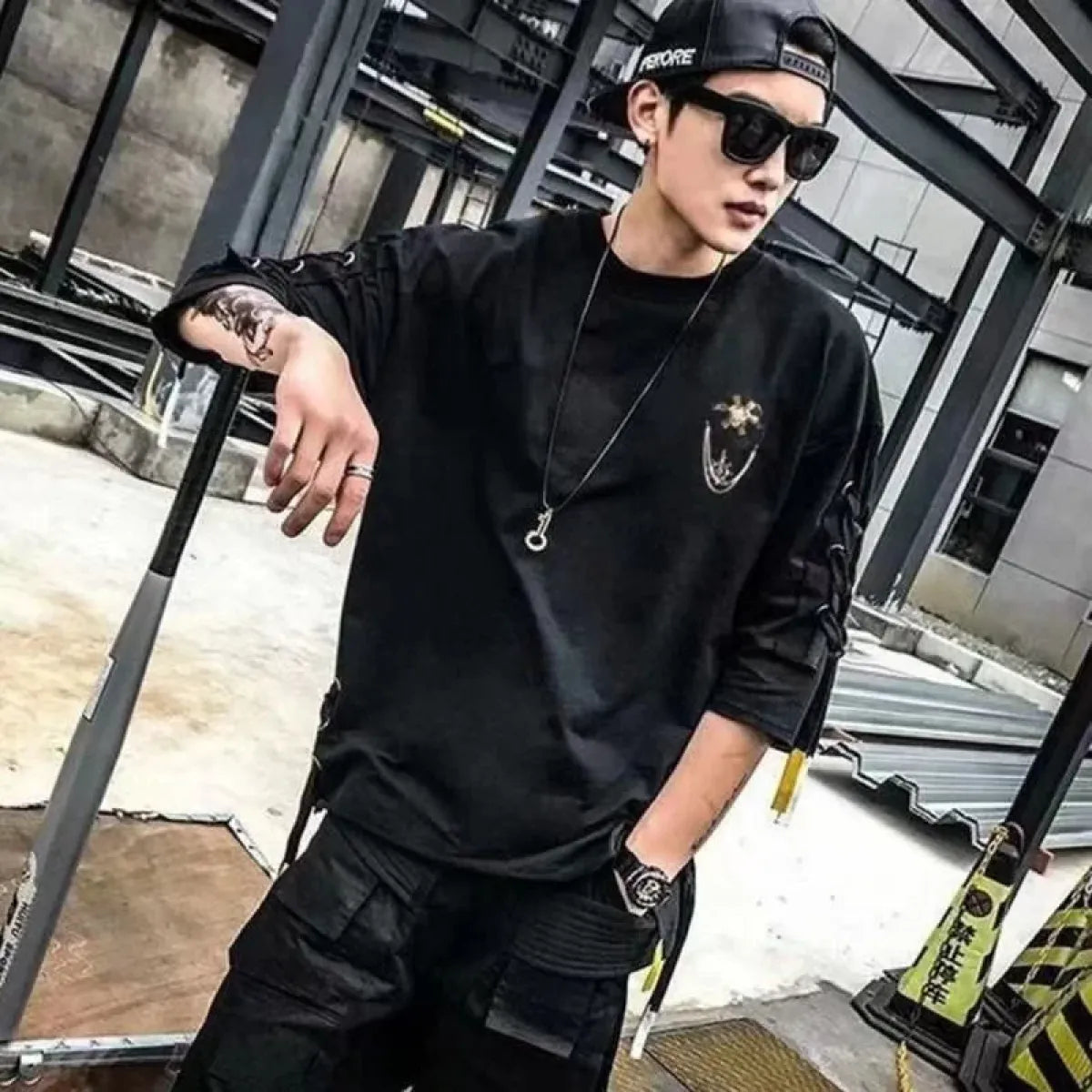 Techwear Lace-Up T-Shirt