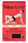 Thinx for All Women s Super Absorbency Cotton Brief Period Underwear  Small  Black