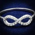 TS487 - Rhodium 925 Sterling Silver Ring with AAA Grade CZ  in Clear