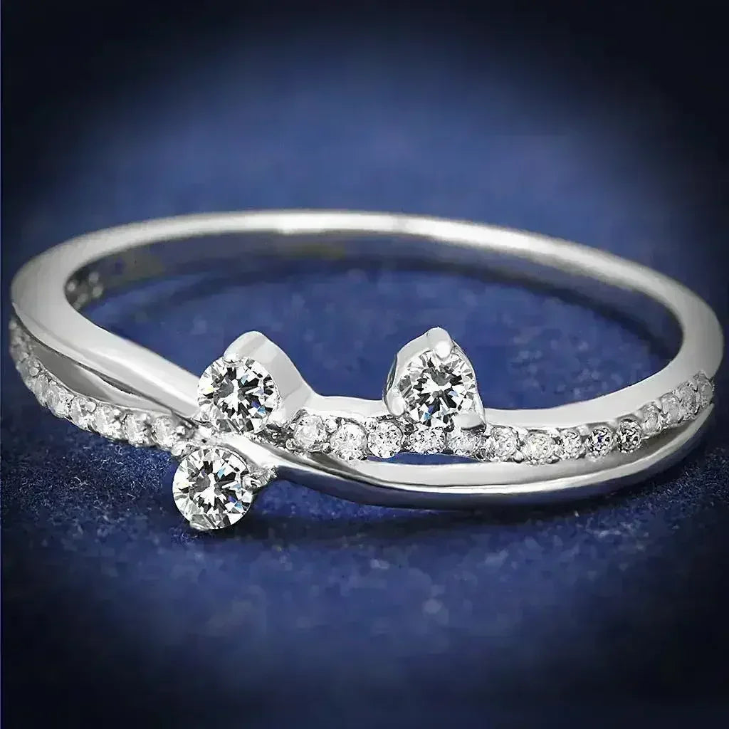 TS581 Rhodium Sterling Silver Ring – AAA Clear CZ Solitaire