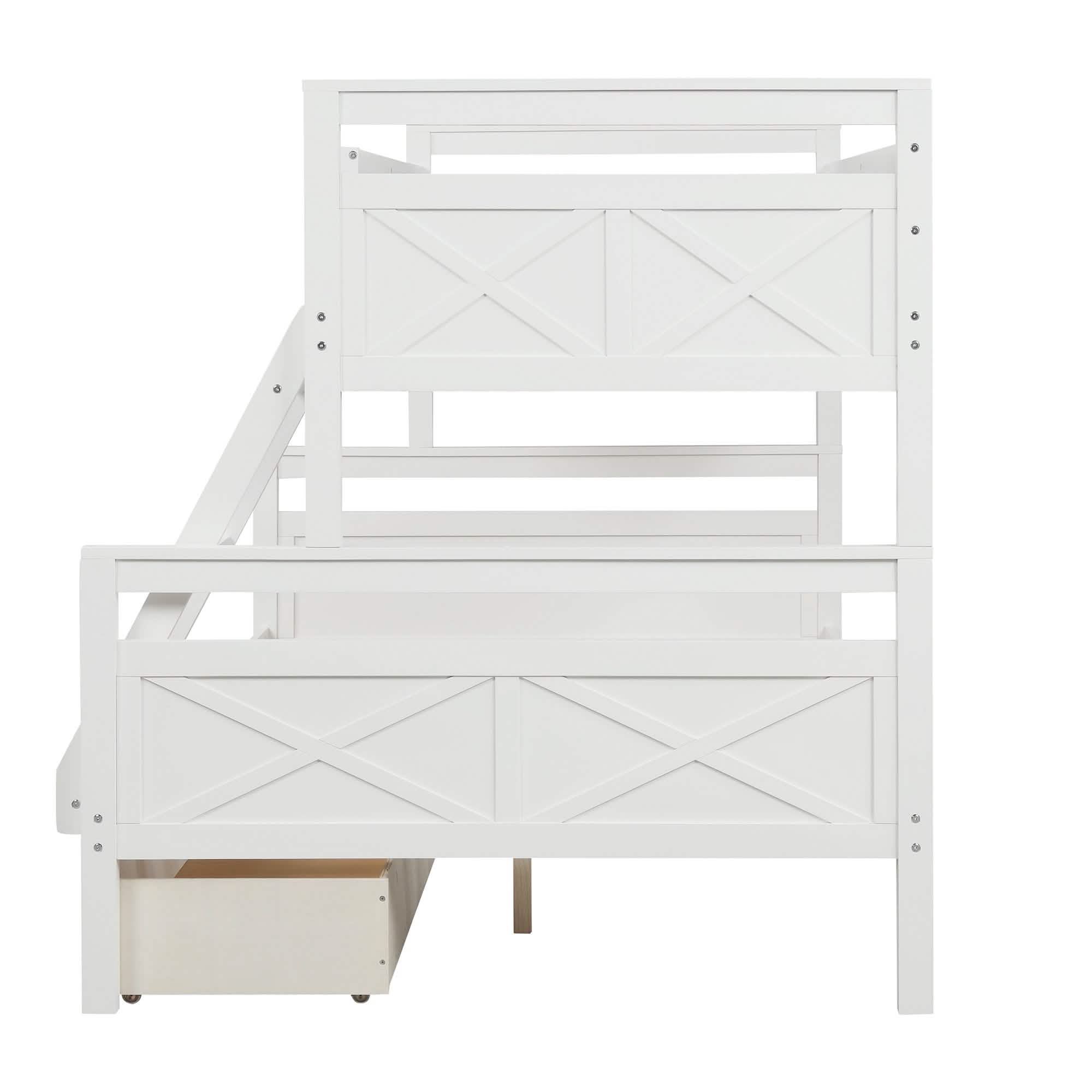 Twin over Full Bunk Bed with 2 Storage Drawers