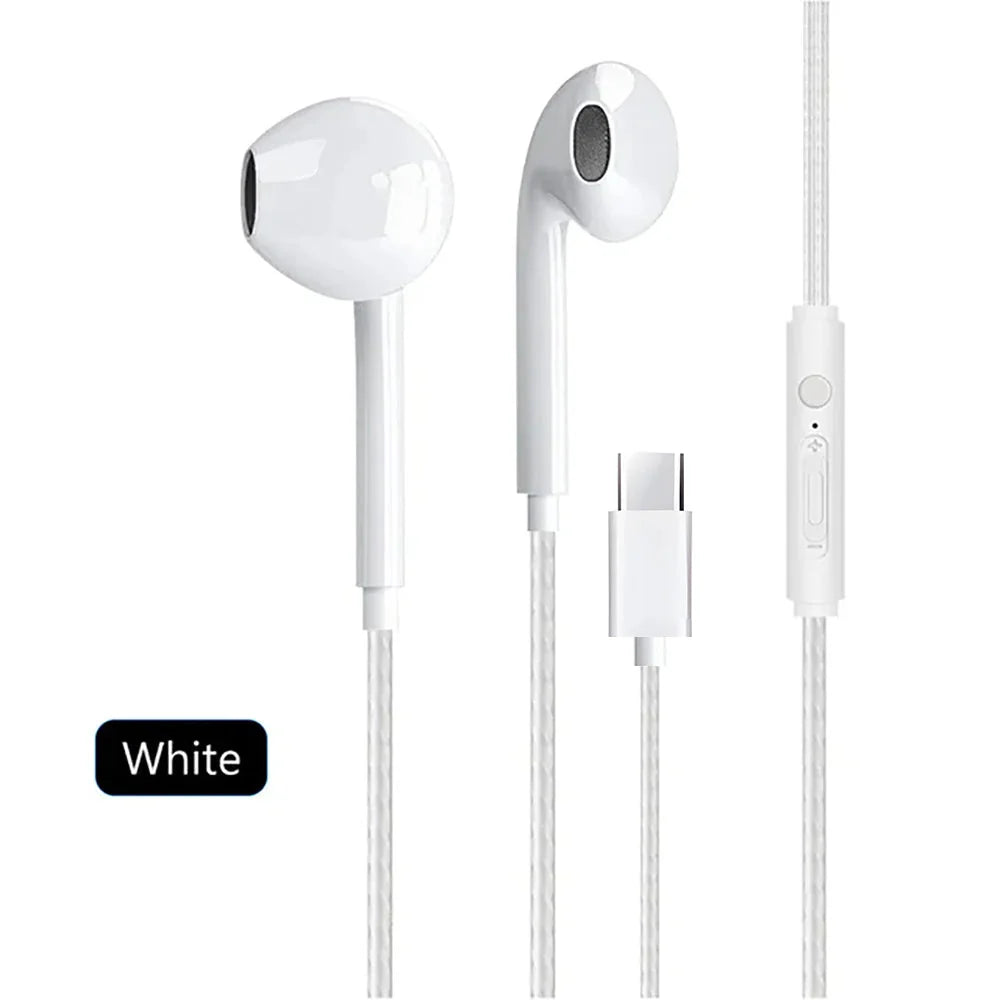 EOENKK Type-C and 3.5mm Wired In-Ear Headphones | Stereo Bass Earbuds with Microphone