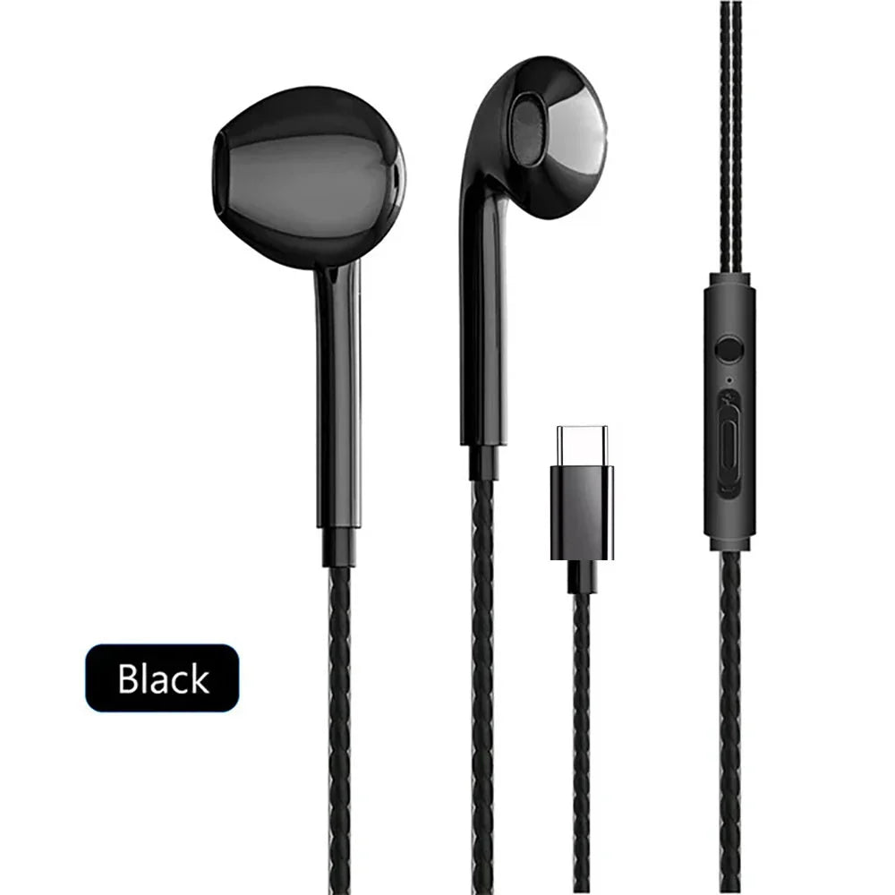 EOENKK Type-C and 3.5mm Wired In-Ear Headphones | Stereo Bass Earbuds with Microphone