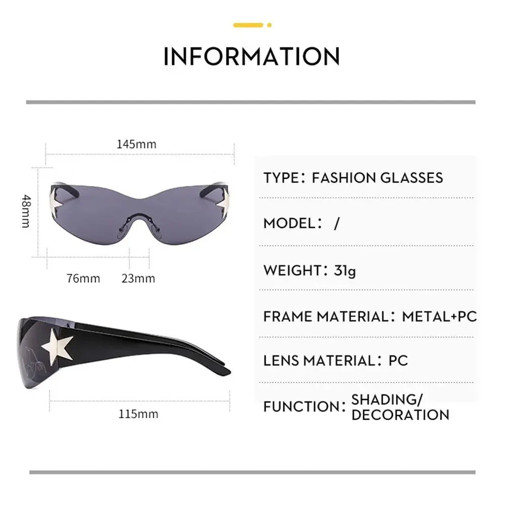 Unisex Punk Sunglasses – Eyewear with Star Decoration