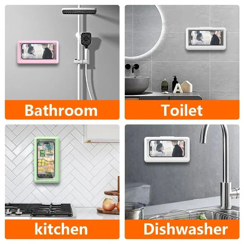 Universal Waterproof Shower Phone Holder – Anti-Fog Wall Mount Case