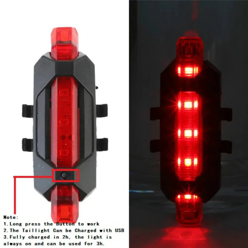 USB Rechargeable Bicycle LED Light Set | Front and Rear Bike Lights for Night Safety