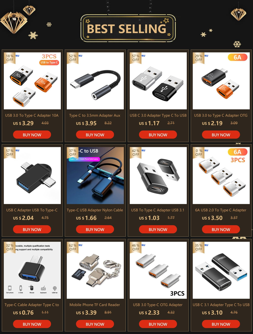 USB to Type-C Adapter – USB 3.0 / 2.0 Male to Type-C Female Converter