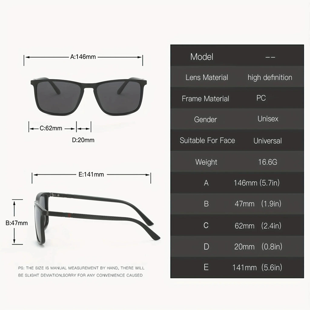 Square Polarized Sunglasses – UV protection Anti-Glare Mirror Shades