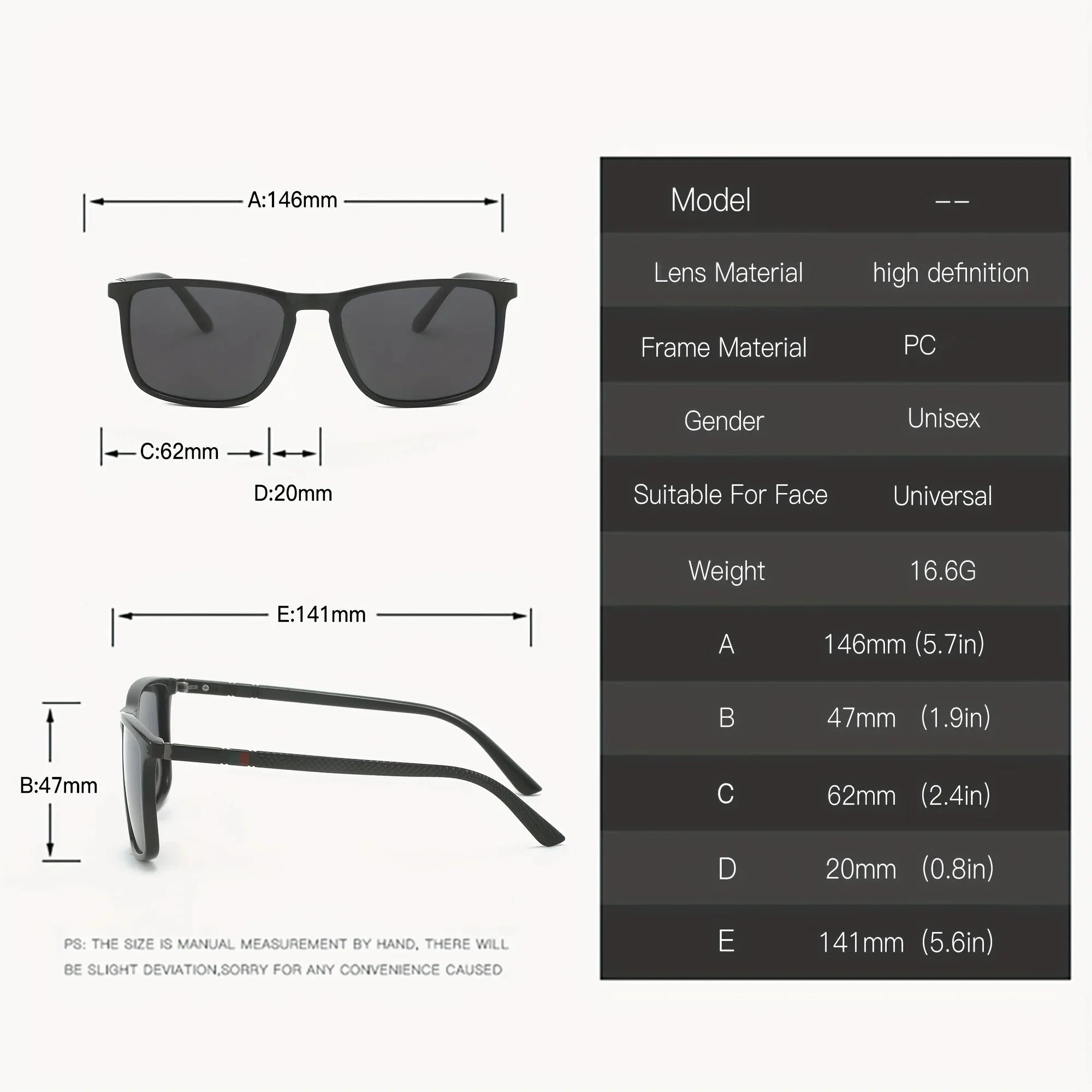 Square Polarized Sunglasses – UV protection Anti-Glare Mirror Shades