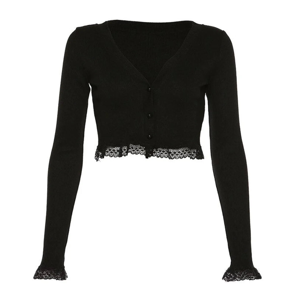 Vintage Gothic Lace Black Cardigan