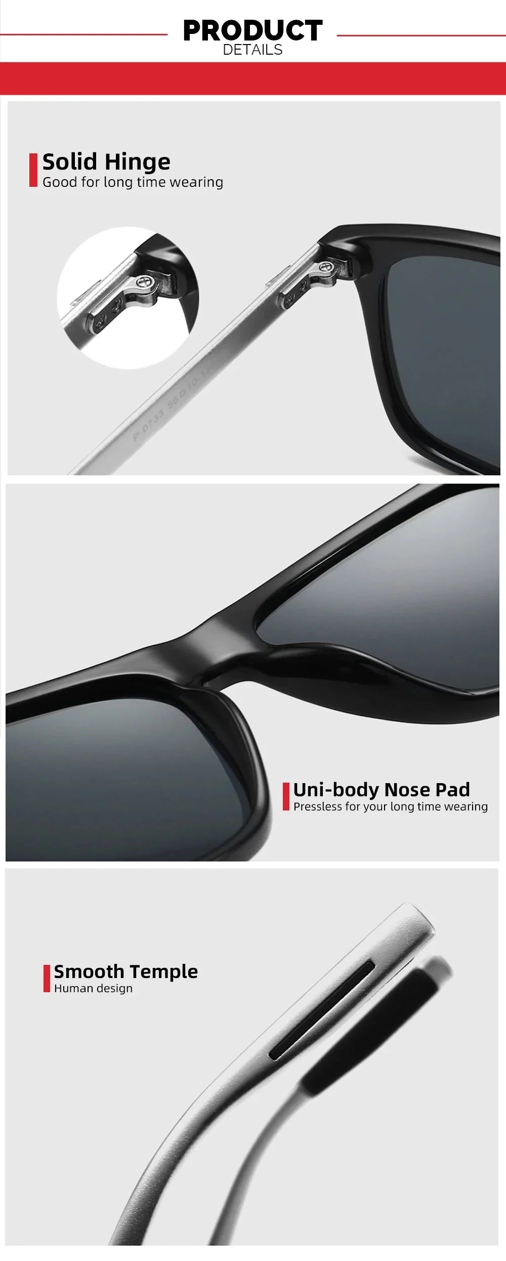 Men’s Polarized Square Sunglasses – UV protection Anti-Reflective Mirror