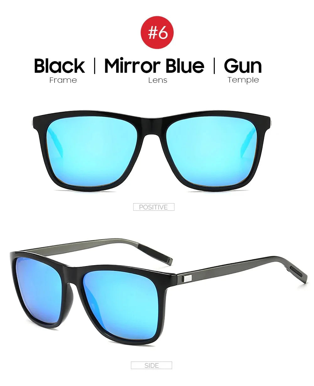 Men’s Polarized Square Sunglasses – UV protection Anti-Reflective Mirror