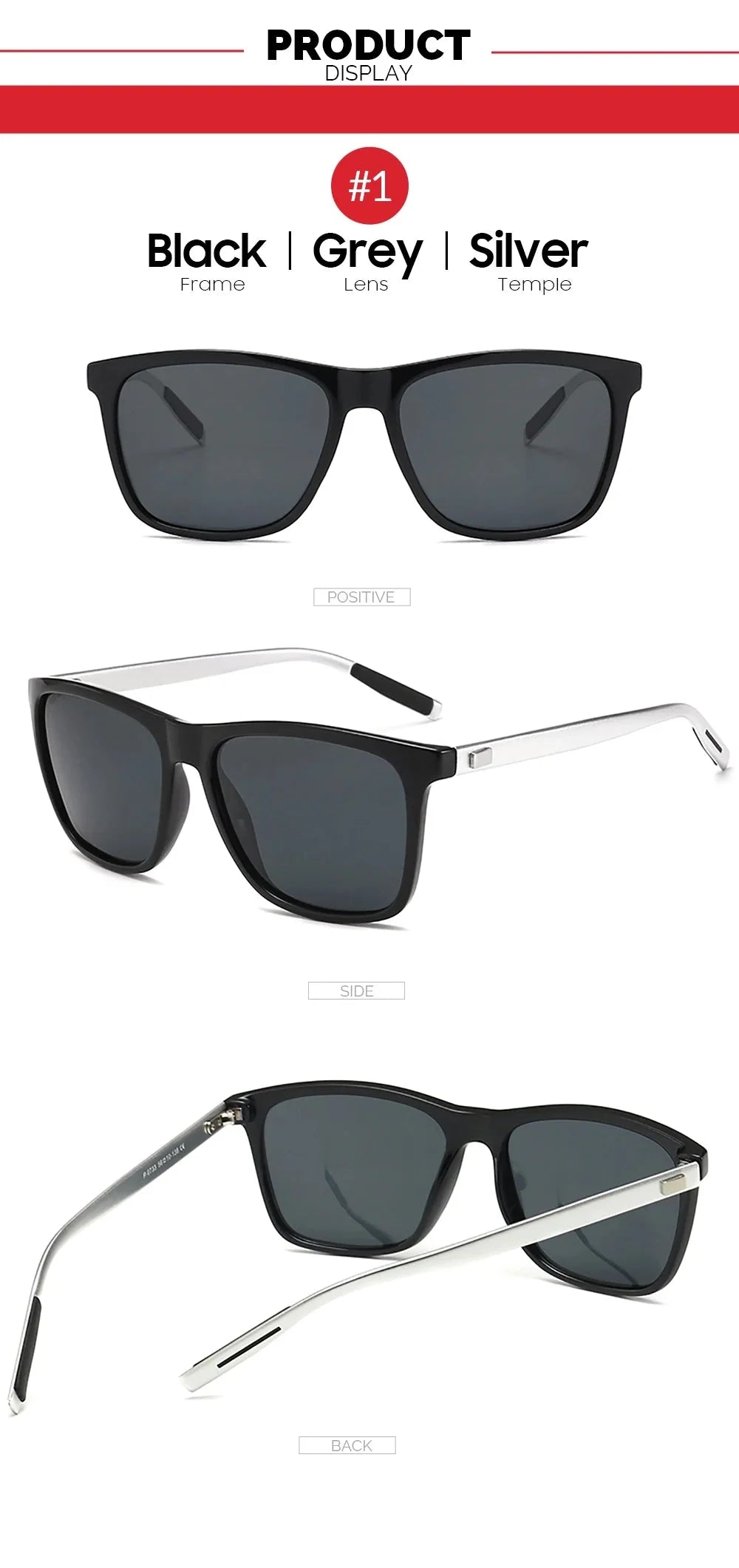 Men’s Polarized Square Sunglasses – UV protection Anti-Reflective Mirror