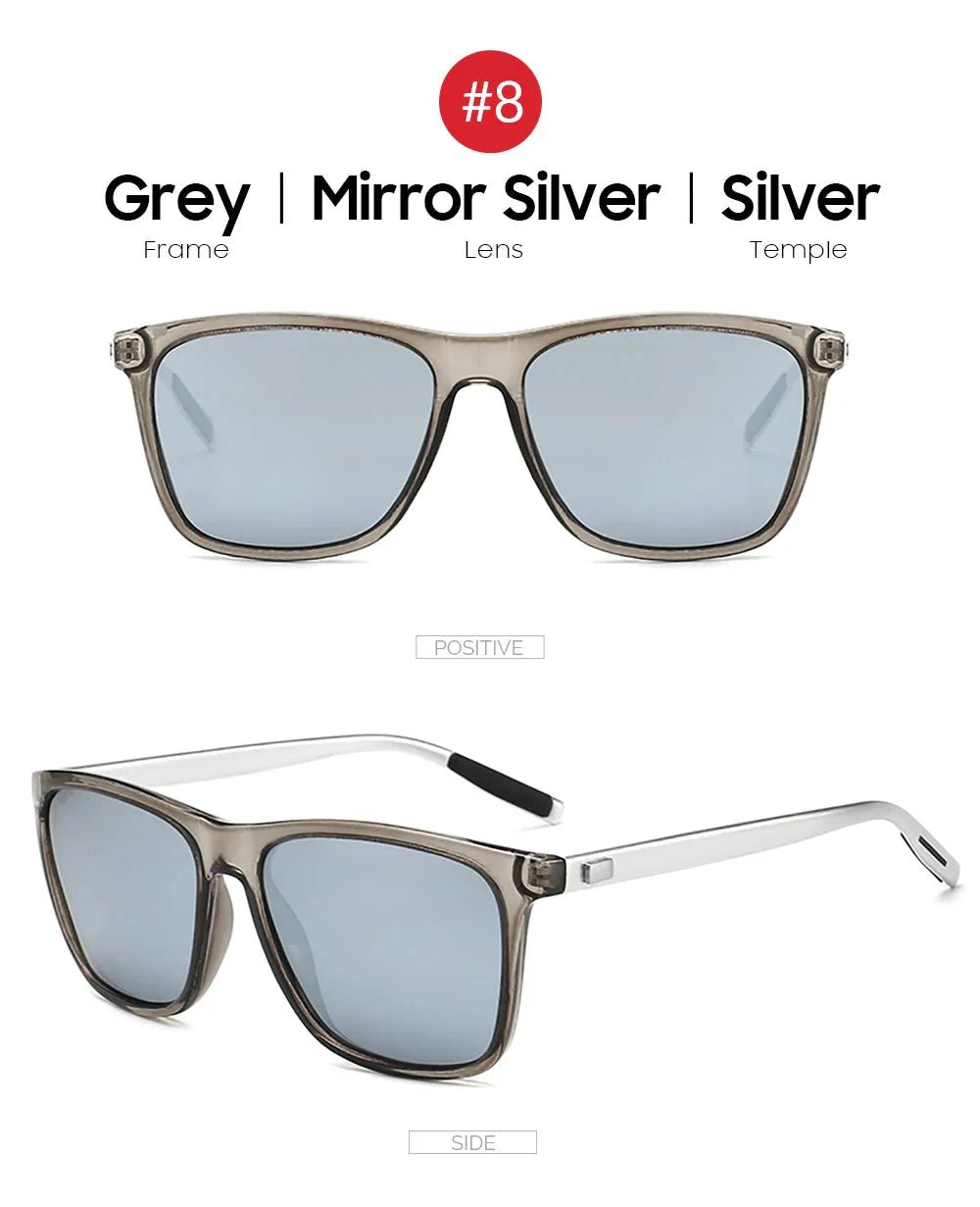 Men’s Polarized Square Sunglasses – UV protection Anti-Reflective Mirror