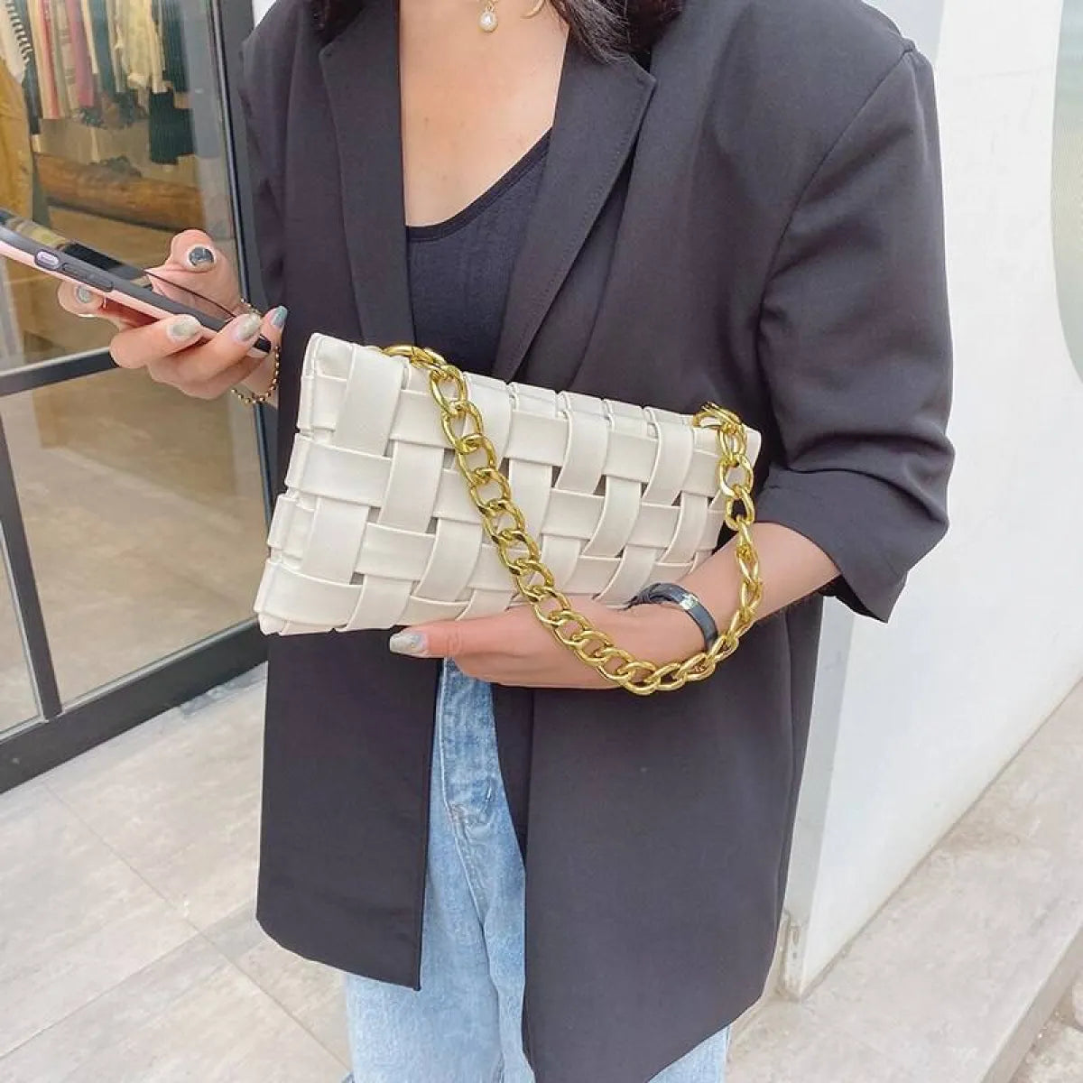Weave Design Crossbody Bag