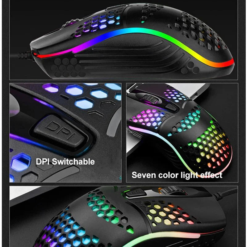 Wired Gaming Mouse | 1600 DPI Optical USB with 7 Breathing LED Lights