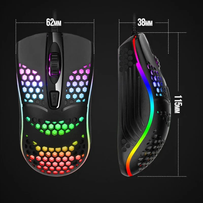 Wired Gaming Mouse | 1600 DPI Optical USB with 7 Breathing LED Lights