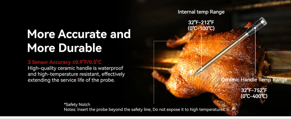 Wireless Bluetooth Meat Thermometer – IP67 Waterproof Probes with LCD Screen & Rechargeable Booster