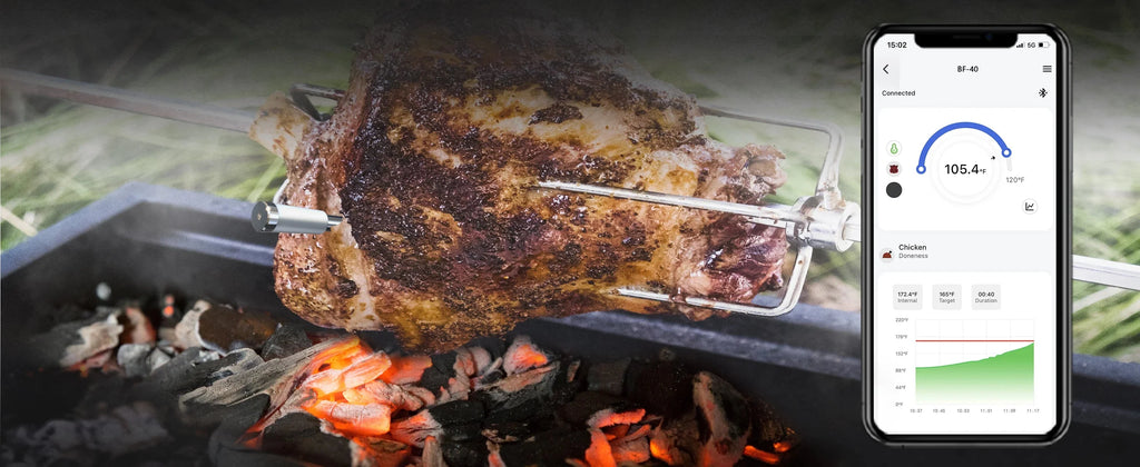 Wireless Bluetooth Meat Thermometer – IP67 Waterproof Probes with LCD Screen & Rechargeable Booster