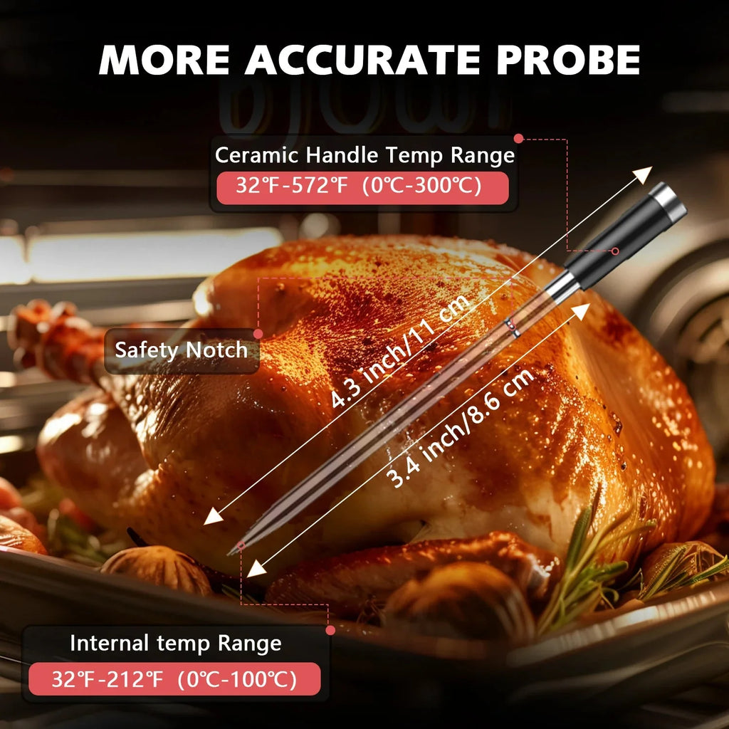 Wireless Bluetooth Meat Thermometer – IP67 Waterproof Probes with LCD Screen & Rechargeable Booster