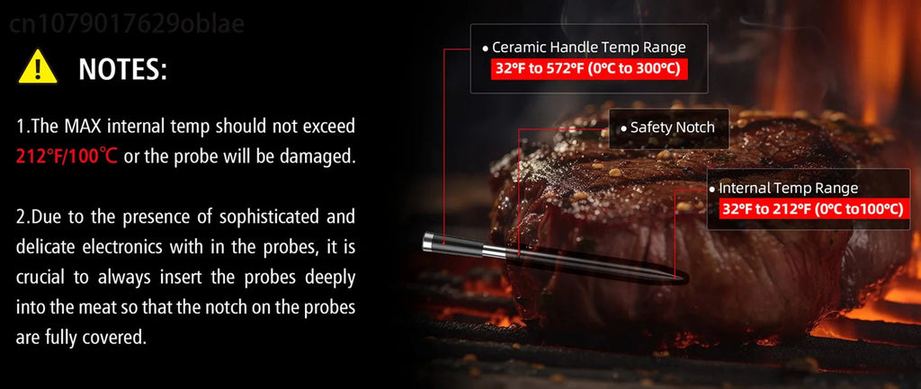 Wireless Bluetooth Meat Thermometer – IP67 Waterproof Probes with LCD Screen & Rechargeable Booster