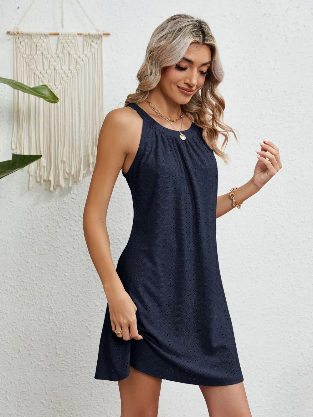 Women's swimsuit hollowed out crochet top sleeveless beach dress
