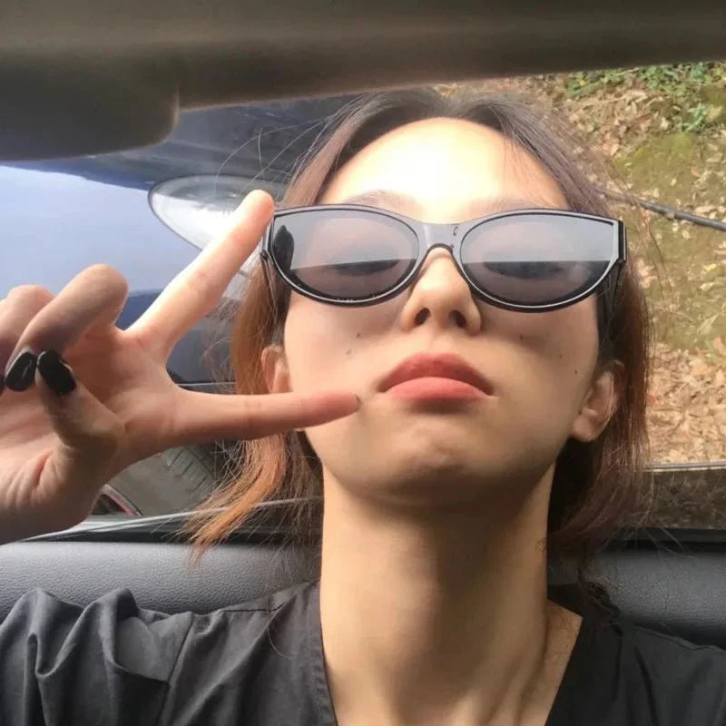 Women’s Small Cat Eye Sunglasses | Vintage Oval Fashion Shades with Mirror Lenses