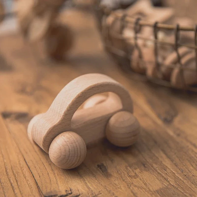 Wooden Baby Rattles Set – Beech Wood Teether Musical Montessori Toy