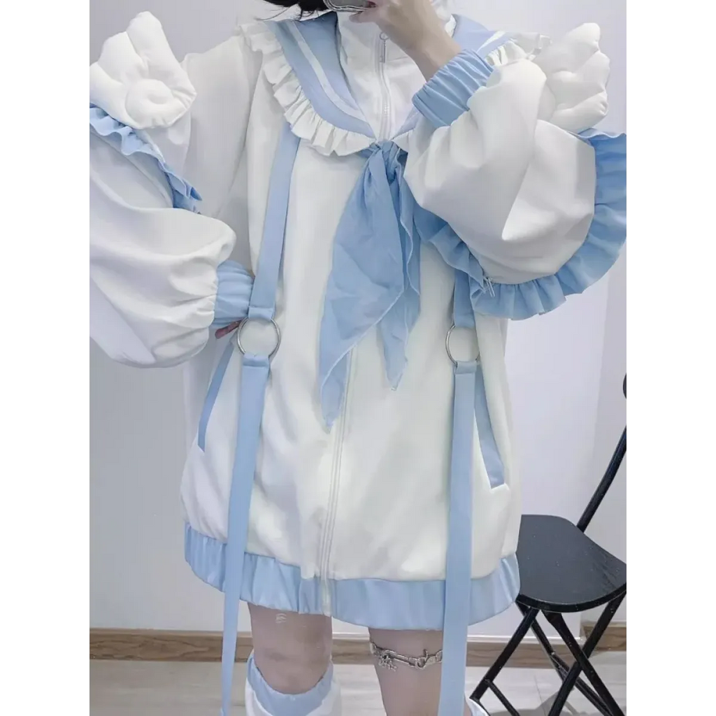 Sailor Collar Jacket – Y2K Sweet Harajuku Ruffle Coat